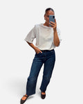 Padded Shoulder T-Shirt in White