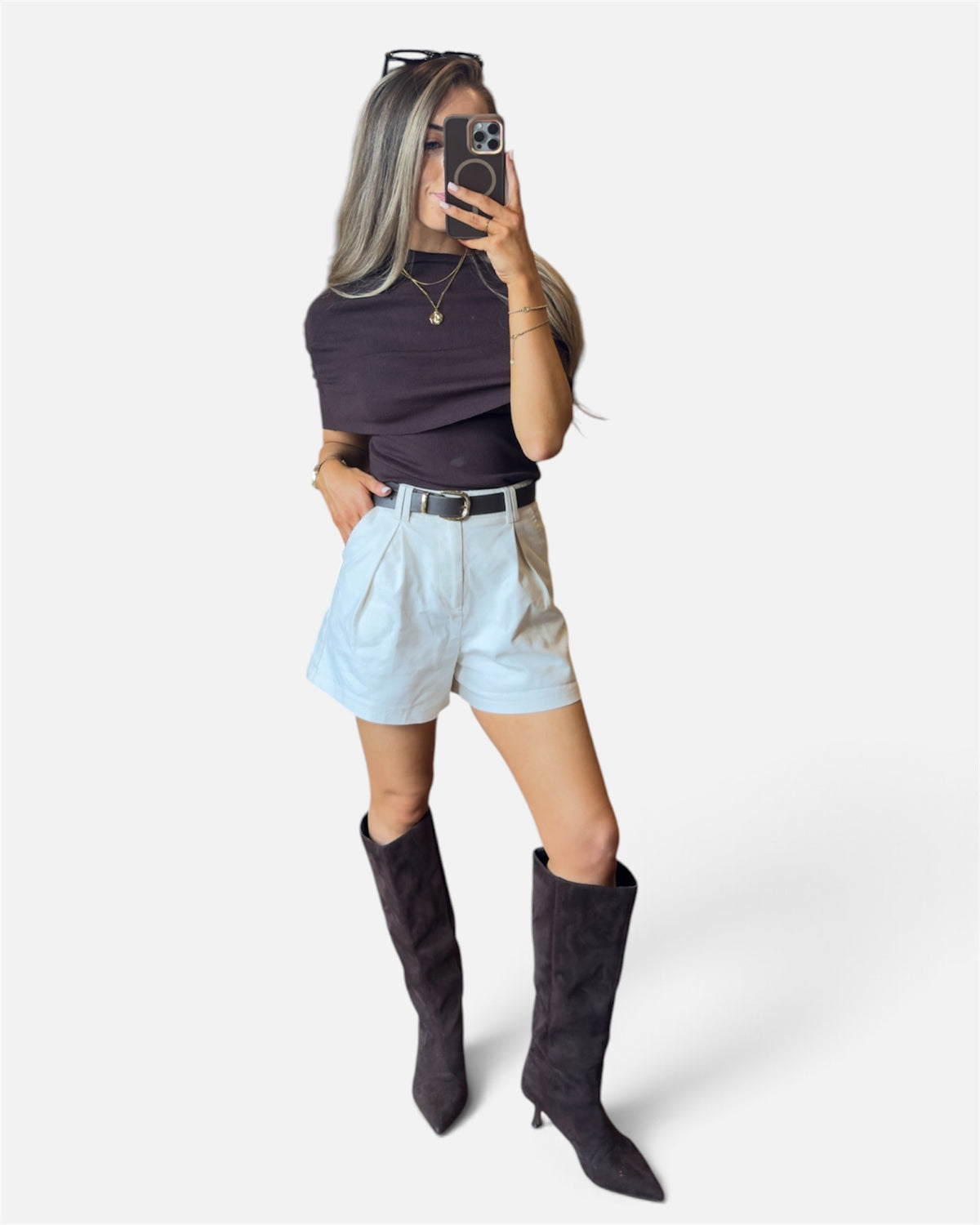 Sapna Cape Knit Top in Brown