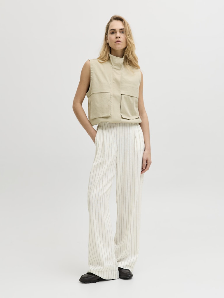 Linen Blend Pinstriped Trousers