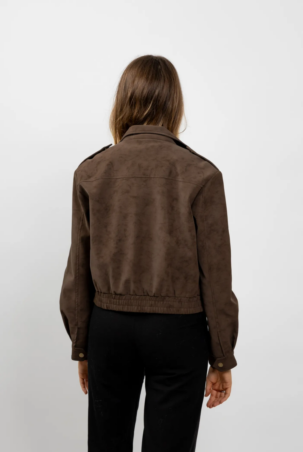 Suede Effect Jacket in Brown
