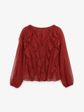 Ruffle top in Terracotta