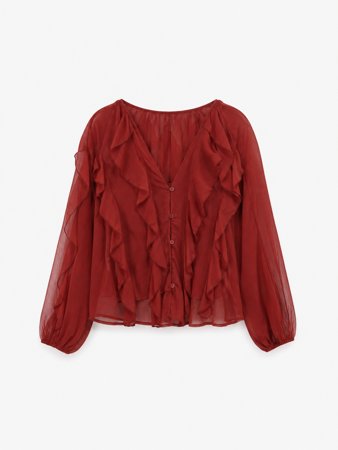 Ruffle top in Terracotta