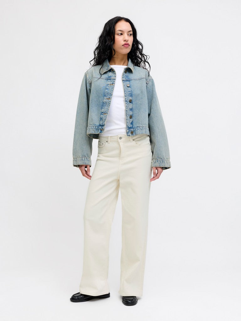 Wide Leg Jean in Off- White
