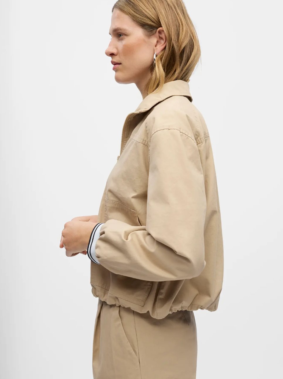 Lottie Bomber Shirt in Tan