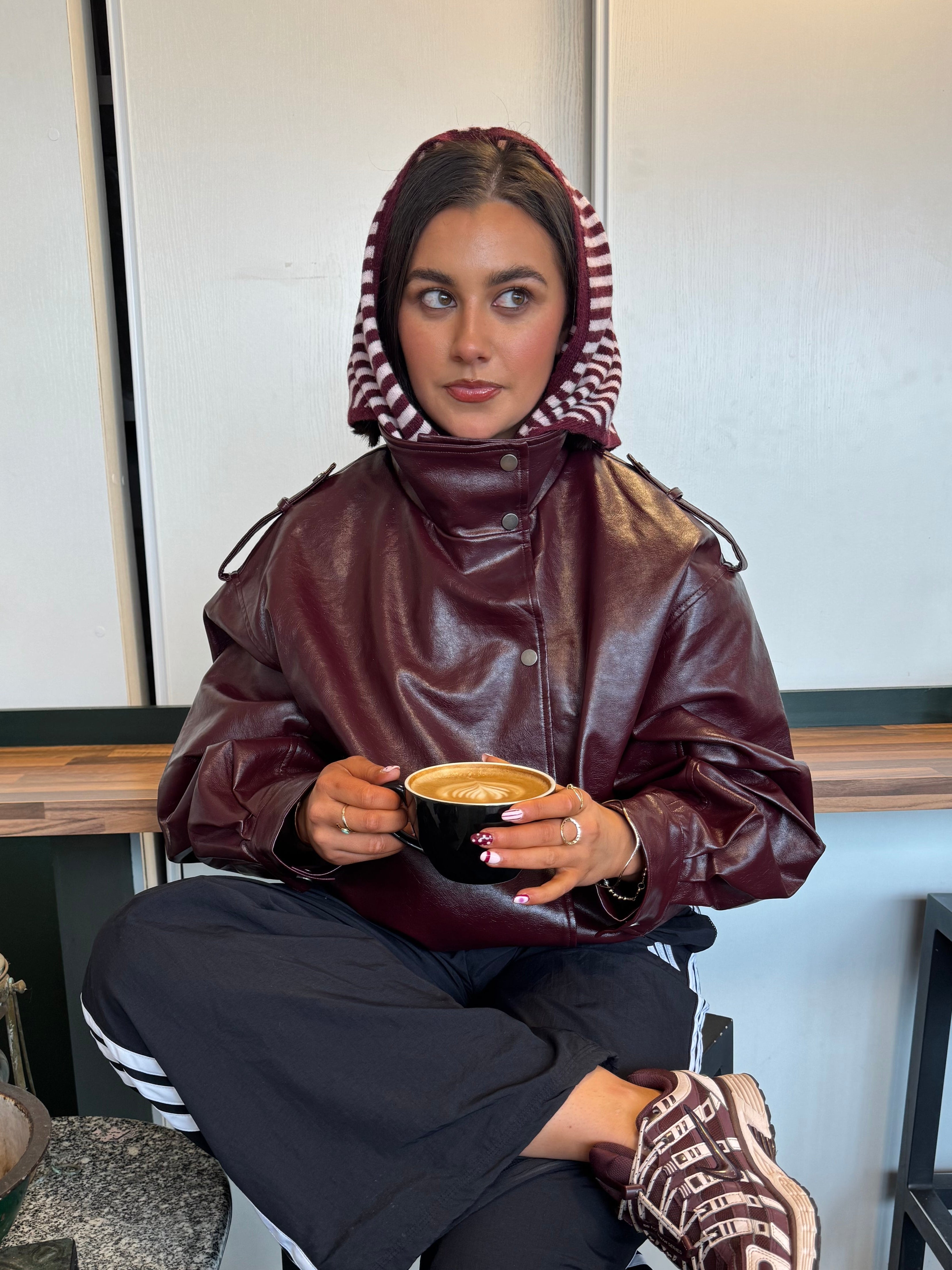 Triangle Scarf in Pink & Burgundy