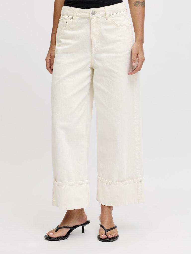 Wide Crop Jean in Off White