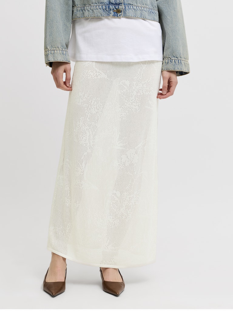 Knit Long Skirt in Vanilla Ice