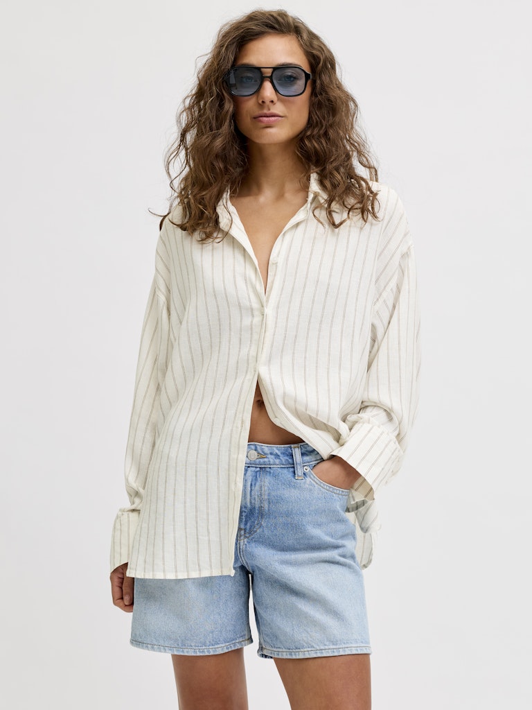 Linen Blend Pinstriped Shirt
