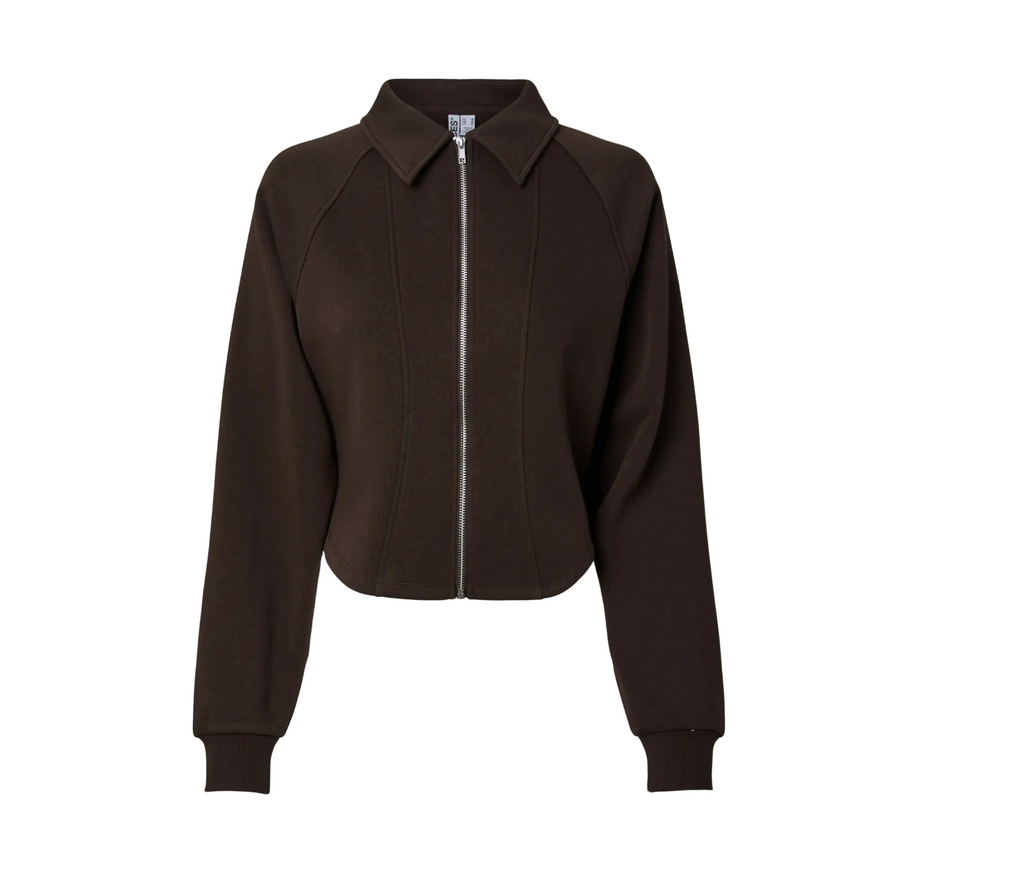 Gio Fitted Sweat Cardigan in Brown