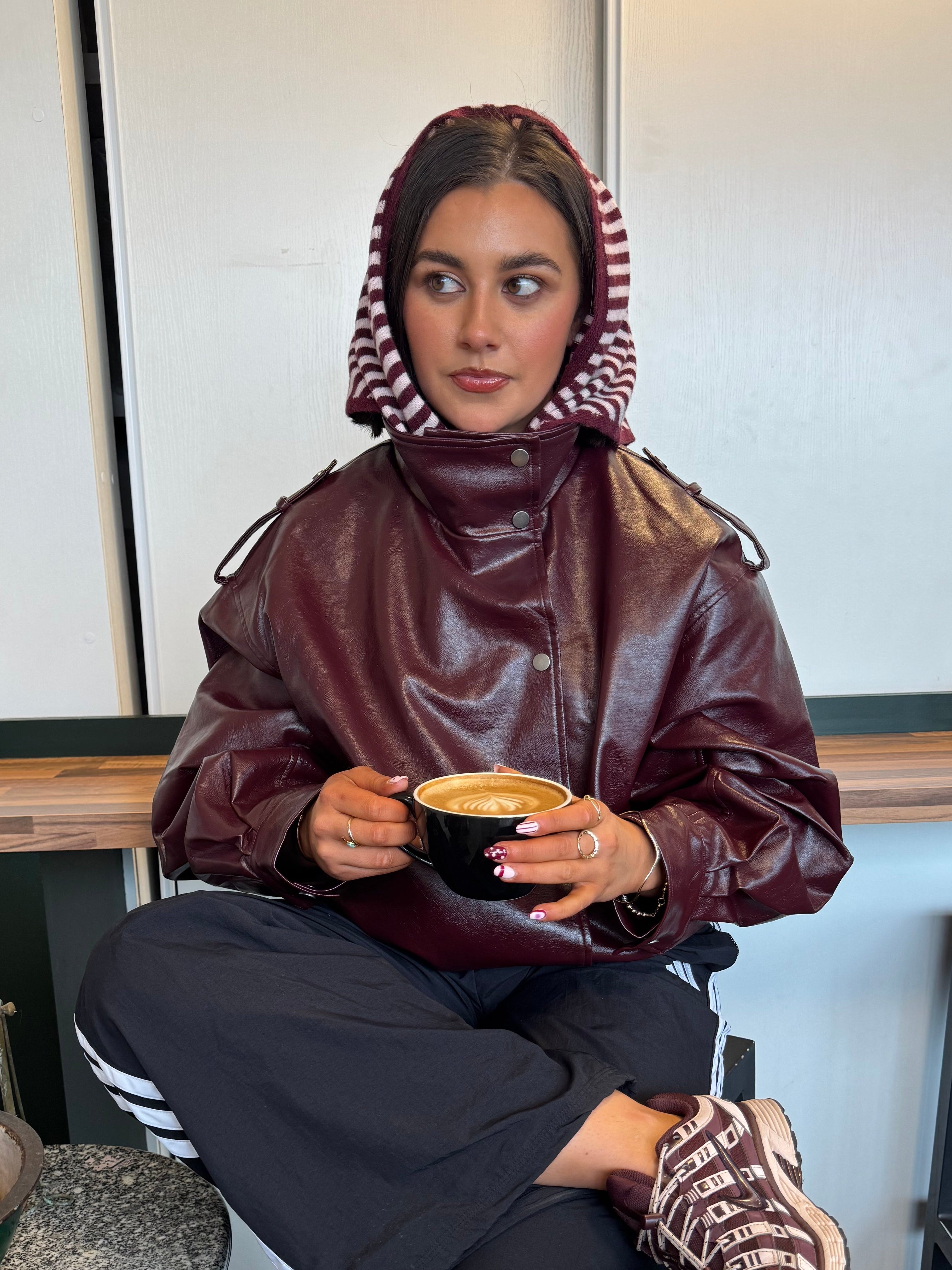 Triangle Scarf in Pink & Burgundy
