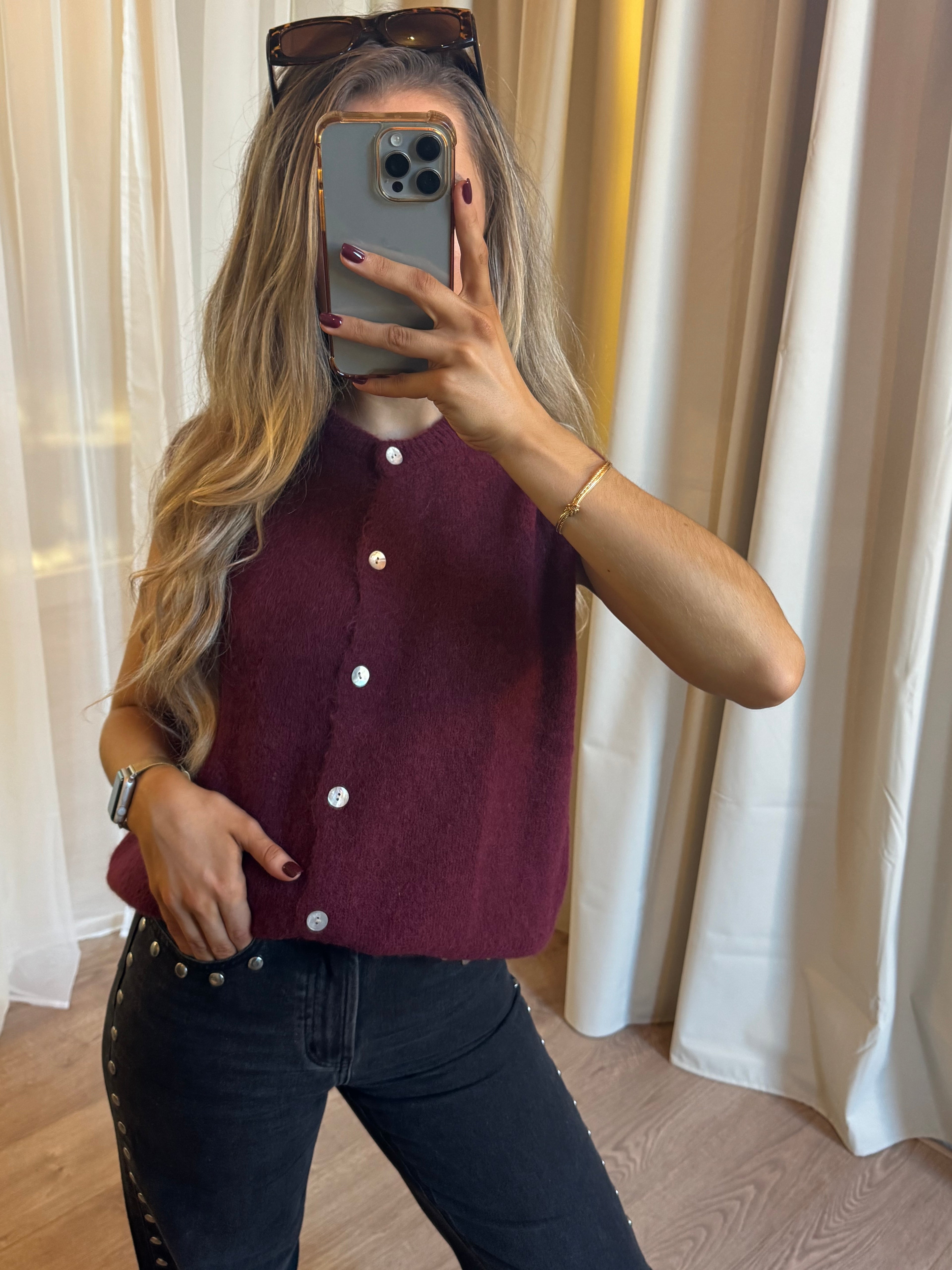 Clodagh Sleeveless Wool Knit in Burgundy