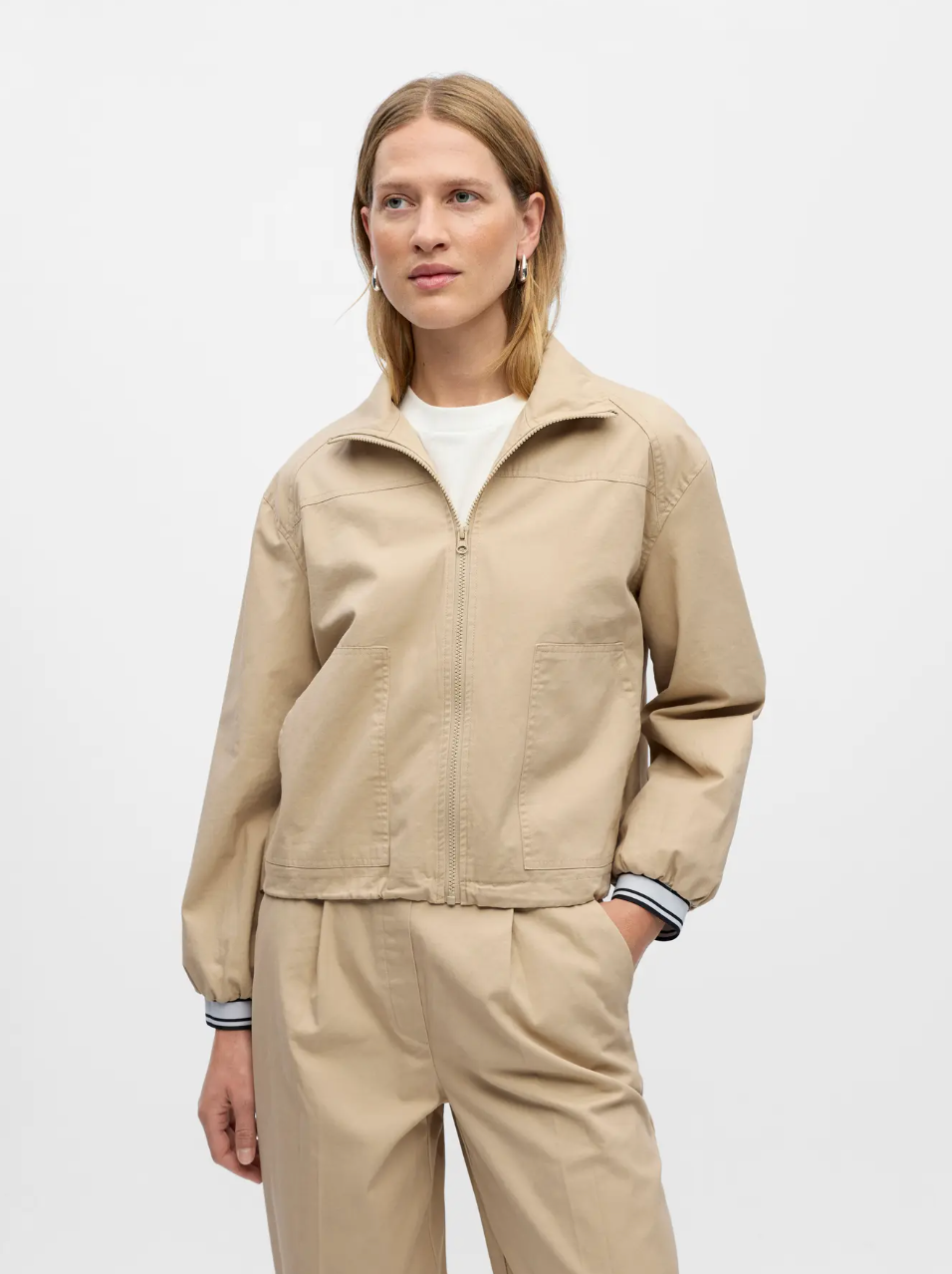 Lottie Bomber Shirt in Tan
