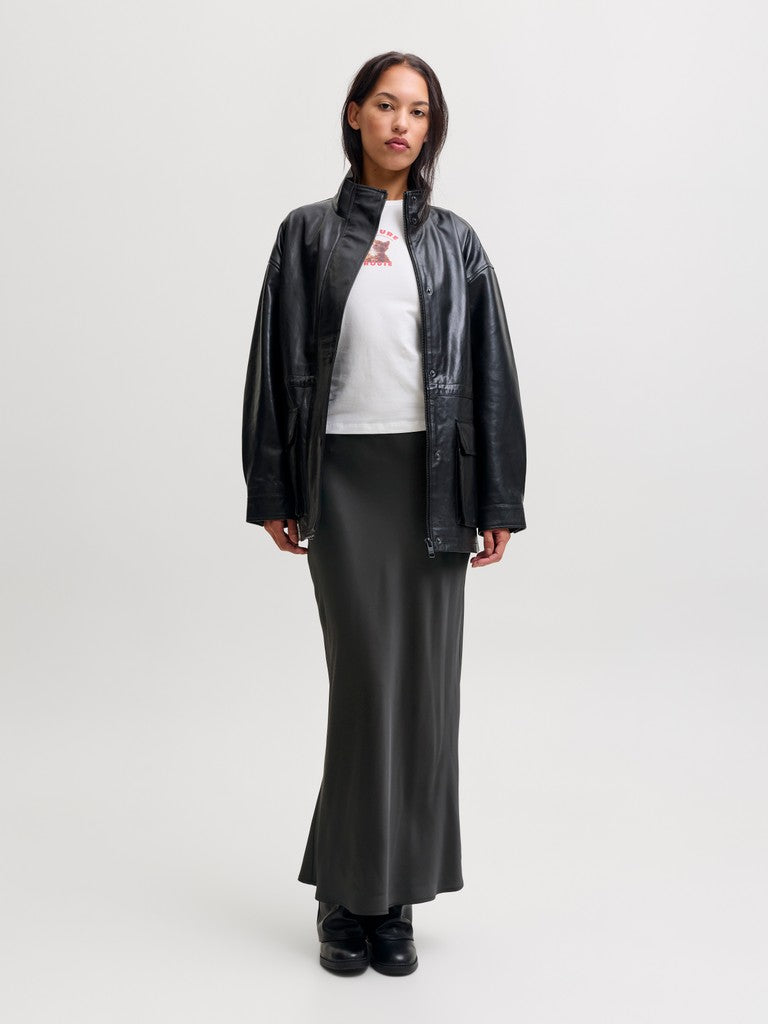 Maxi Satin Skirt in Black