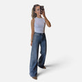Penny Studded Wide Leg Jeans in Denim