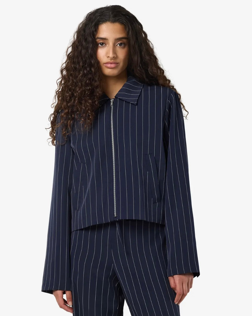 Ada Pinstripe Jacket in Navy
