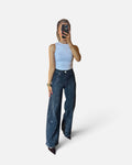 Dana Embellished Wide Leg Jeans in Dark Denim