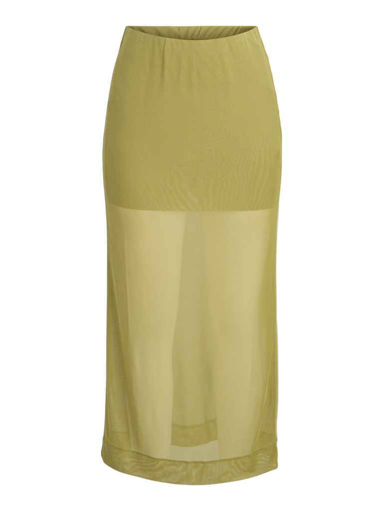 Mesh Straight Skirt in Olive