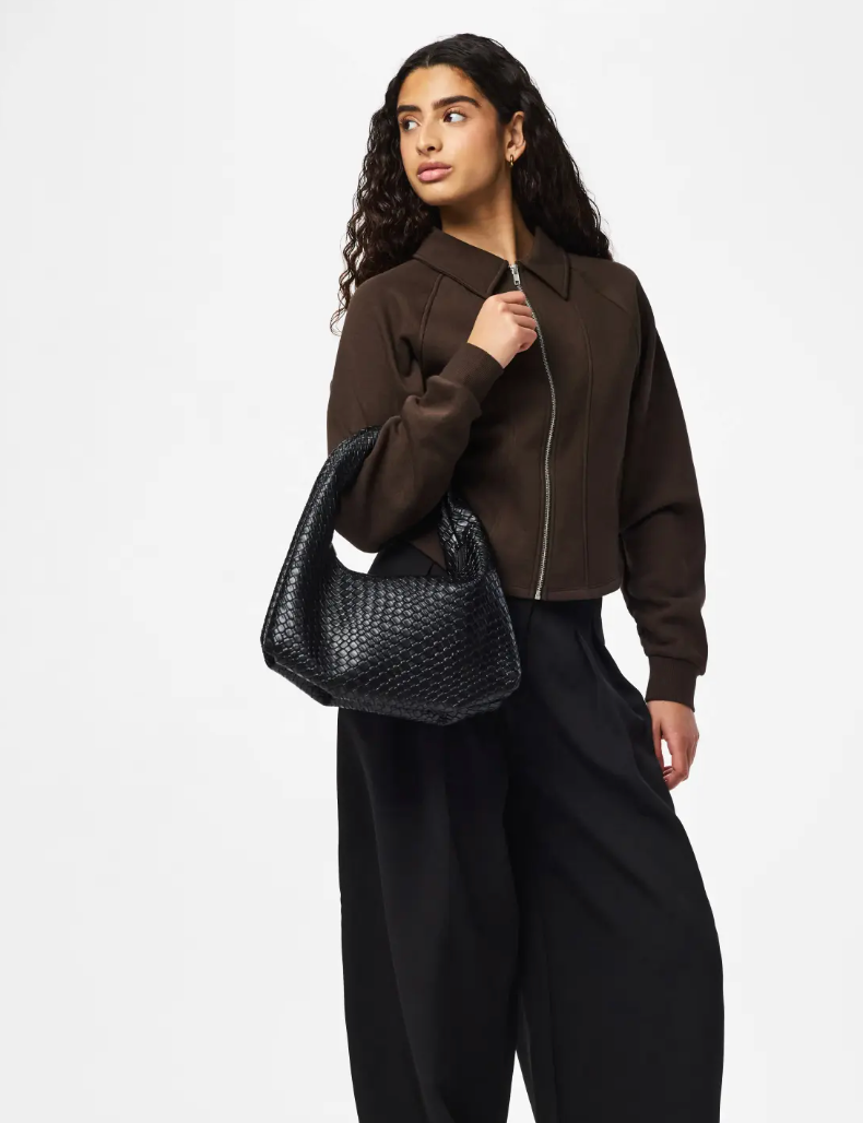 Gio Fitted Sweat Cardigan in Brown