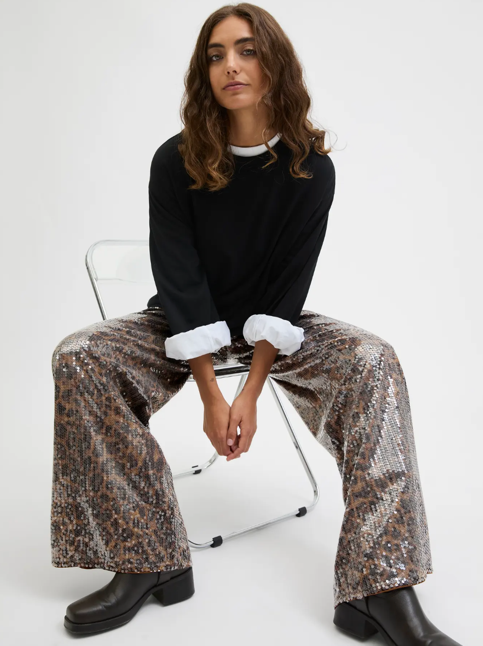 Sequin Leopard print pants
