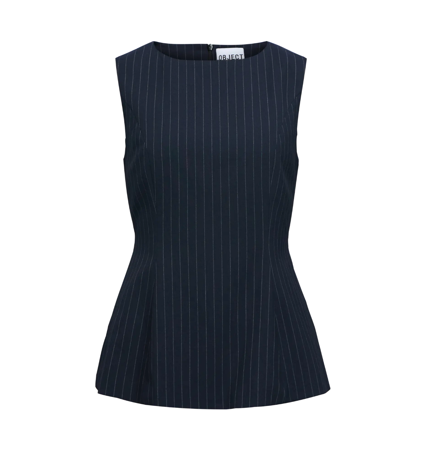 Grace Peplum Pinstripe Top in Navy