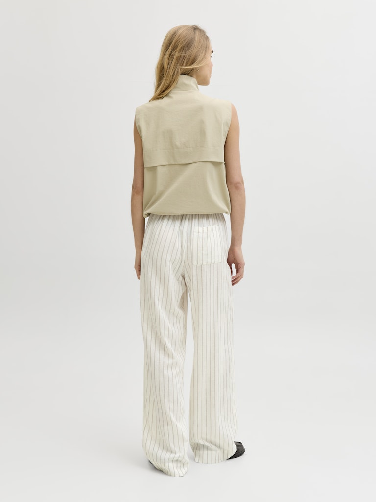 Linen Blend Pinstriped Trousers