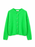Wool Knit Cardigan in Neon Green