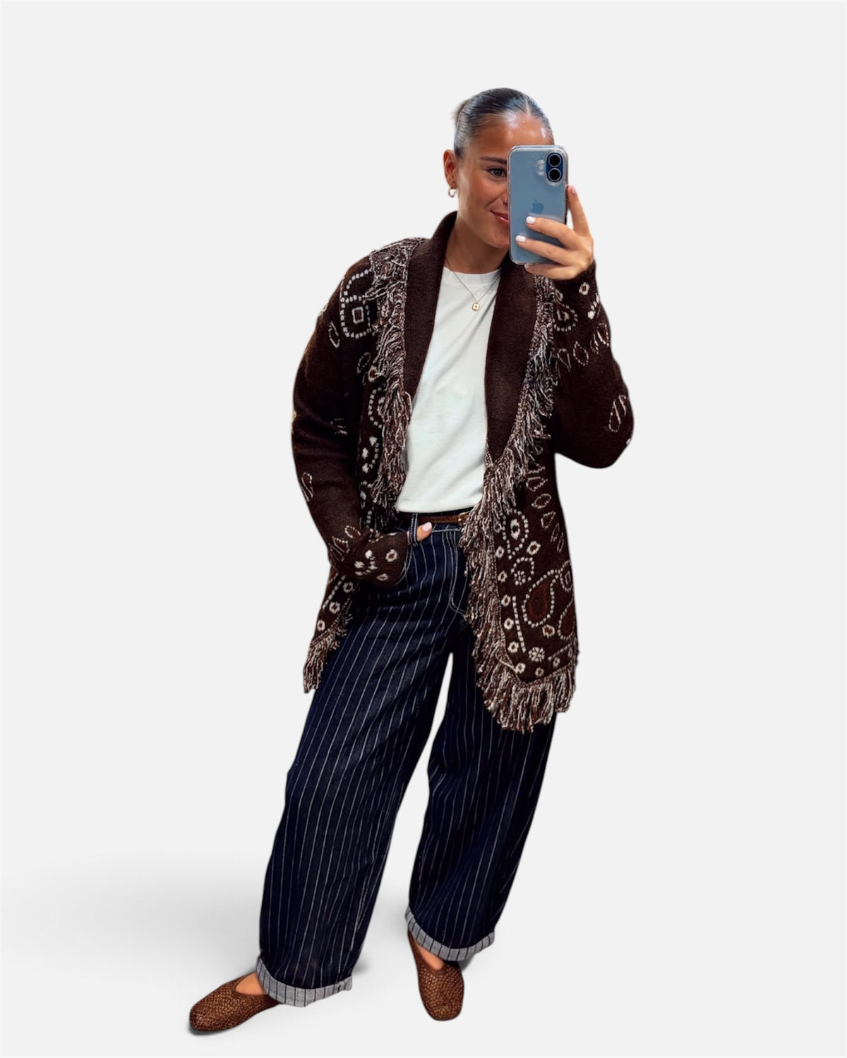 Jasper Paisley Print Cardigan in Brown