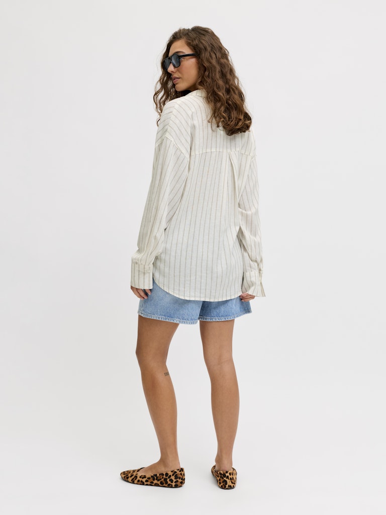 Linen Blend Pinstriped Shirt