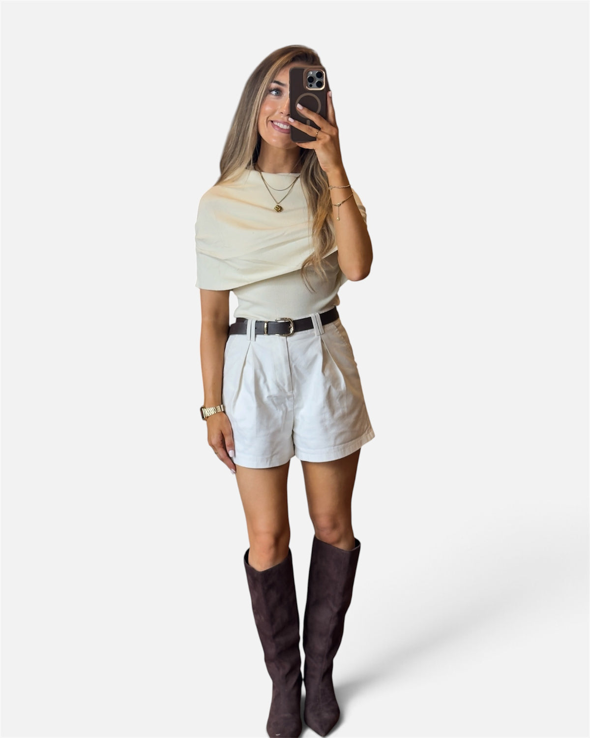 Sapna Cape Knit Top in Cream