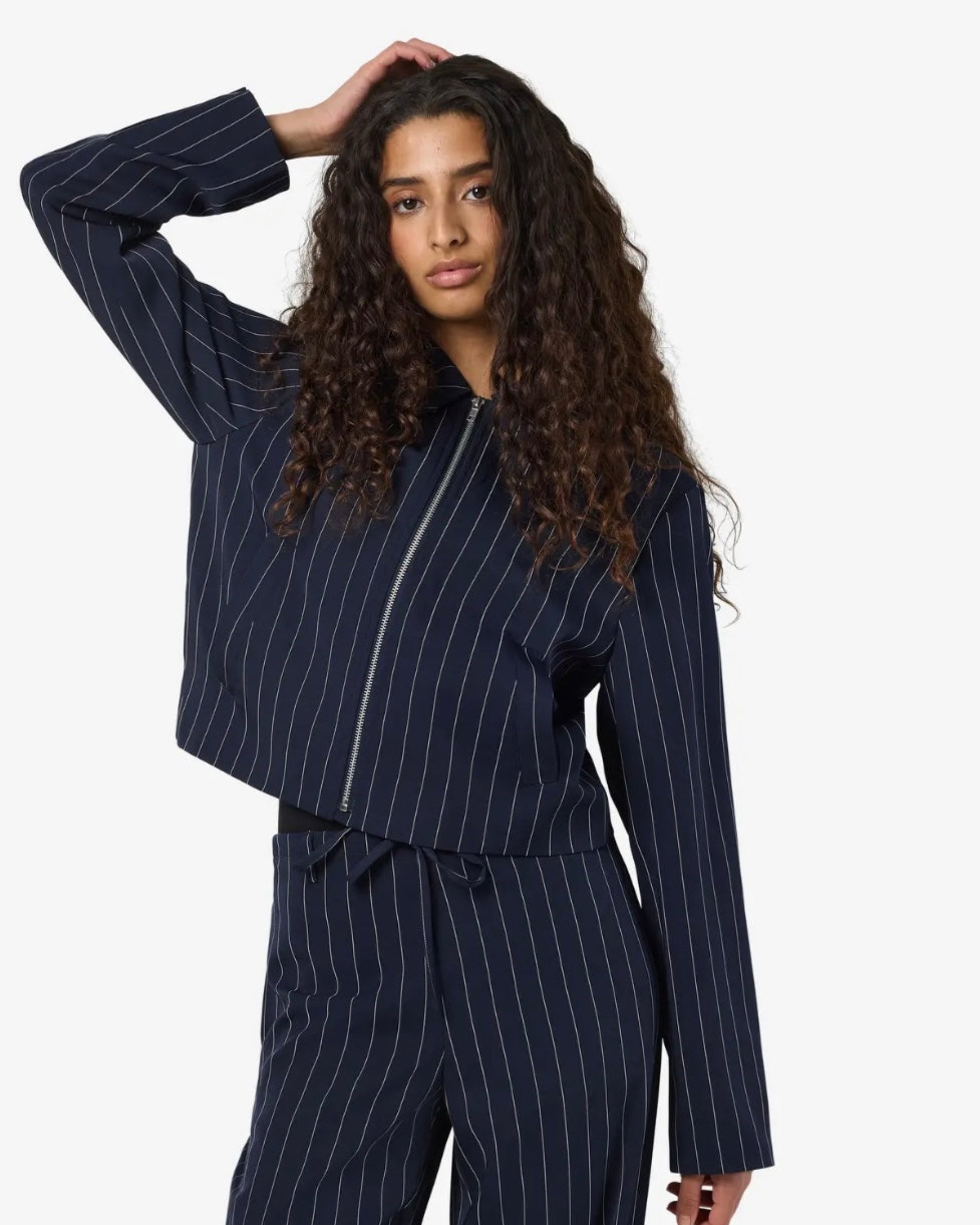 Ada Pinstripe Jacket in Navy
