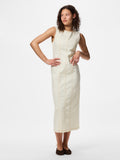 Denim Contrast Stitch Dress in Ecru