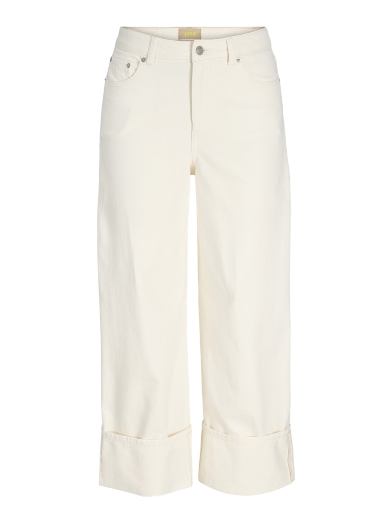 Wide Crop Jean in Off White