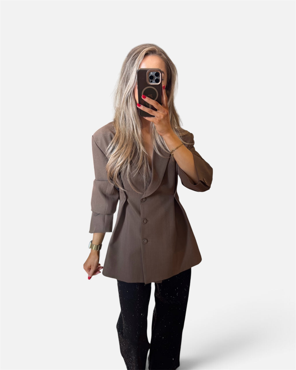 Daisy Cinched Waist Blazer in Brown
