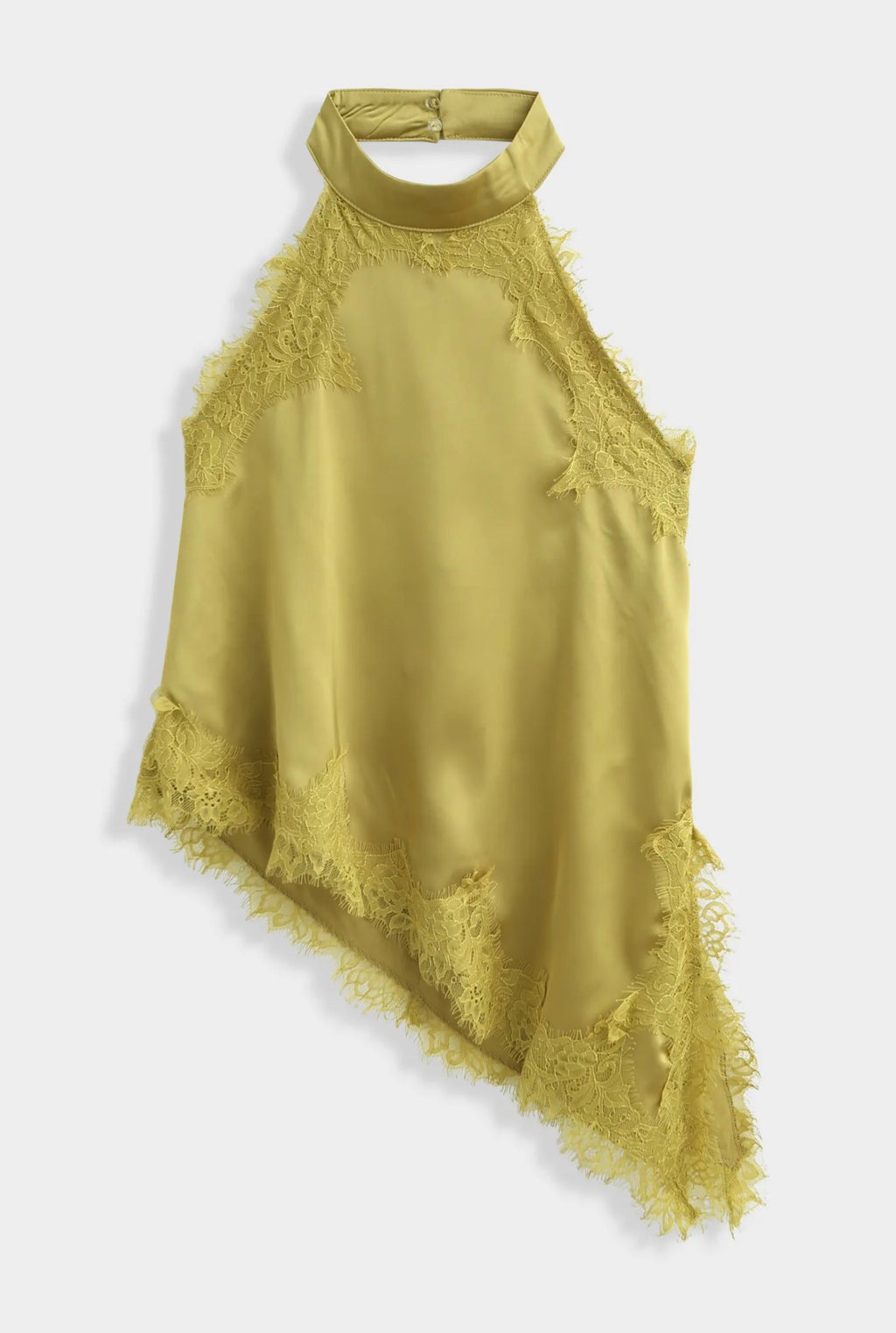 Lace Halter Neck Top in Olive Green