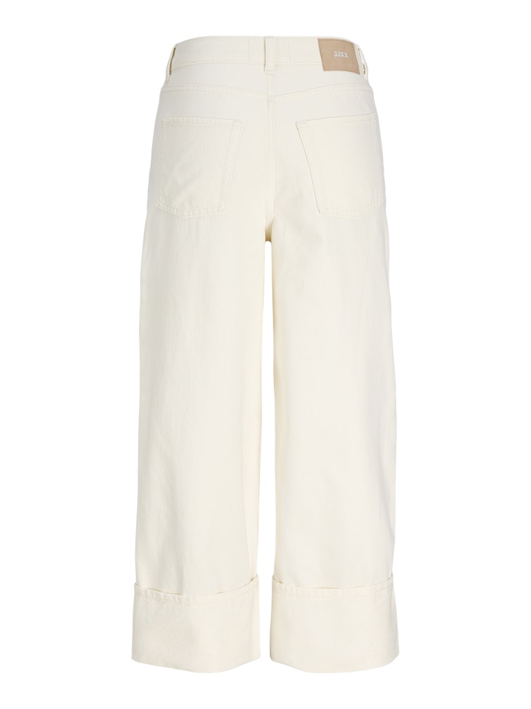 Wide Crop Jean in Off White