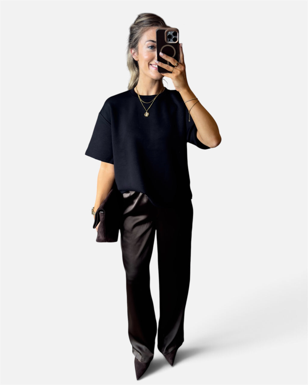 Evy Satin Pants in Brown