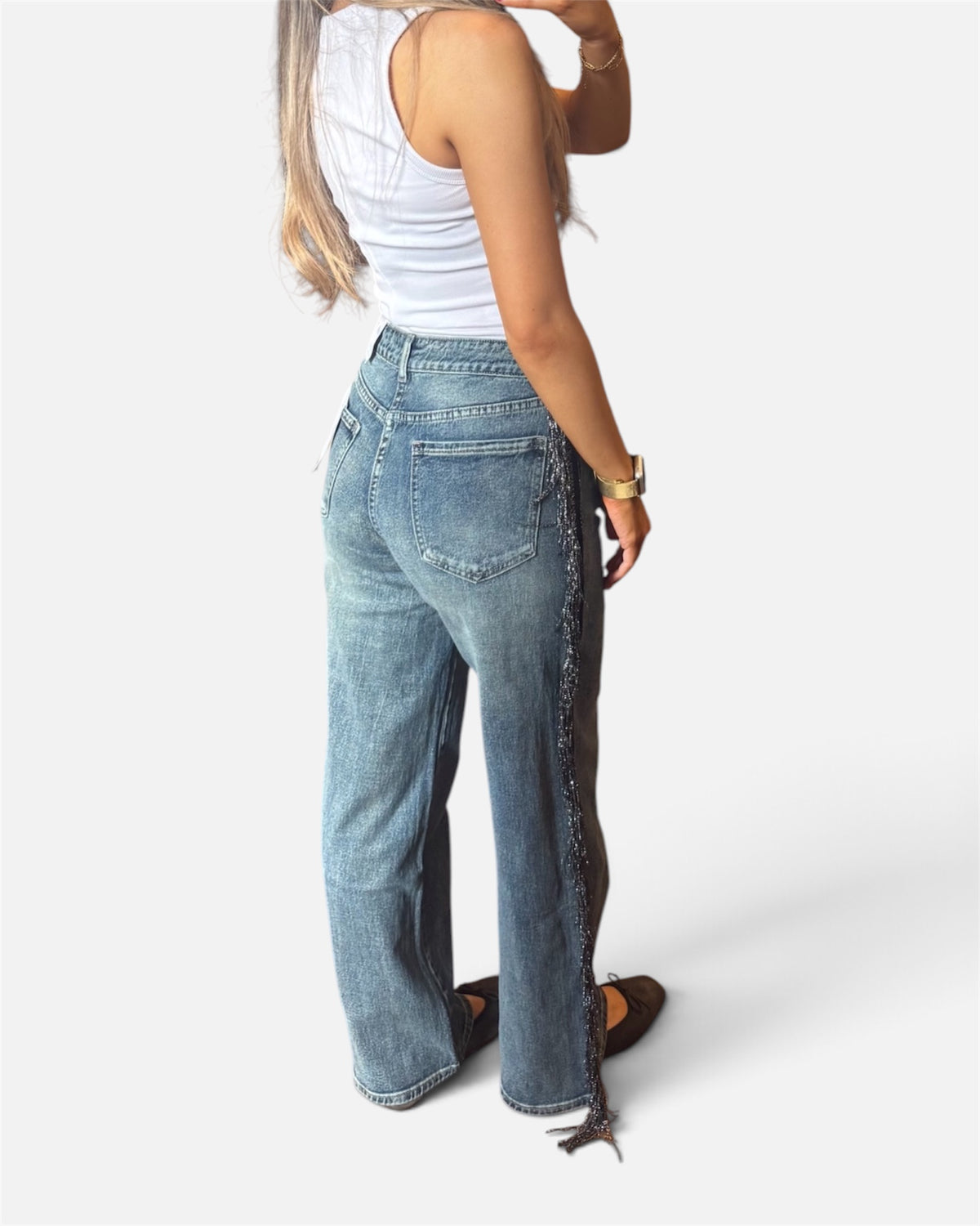 Alba Fringe Jeans in Vintage Denim