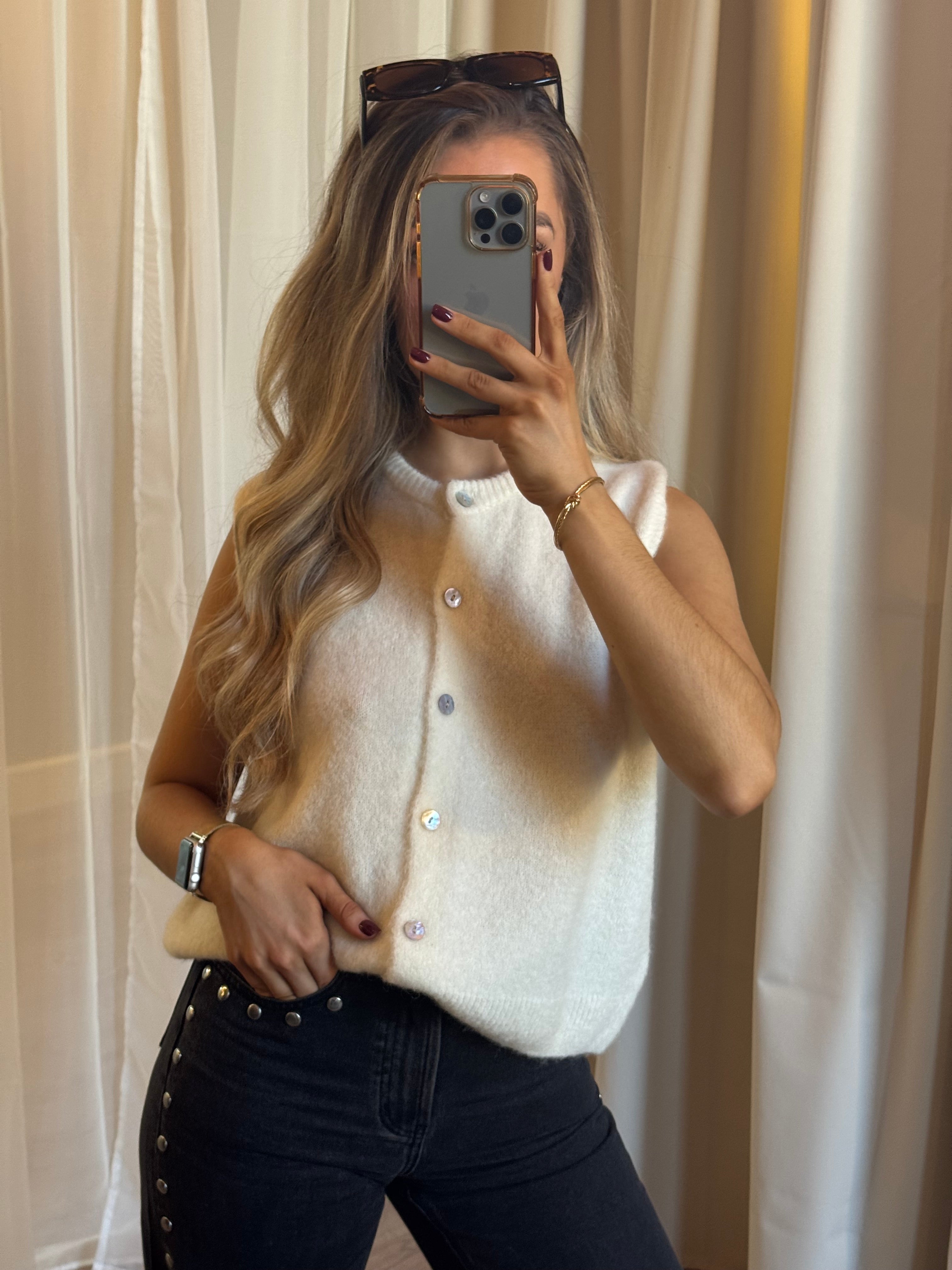 Clodagh Sleeveless Wool Knit in Ecru