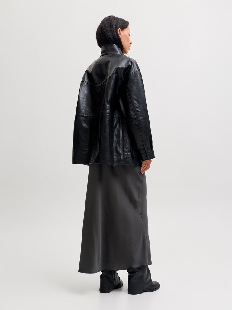 Maxi Satin Skirt in Black