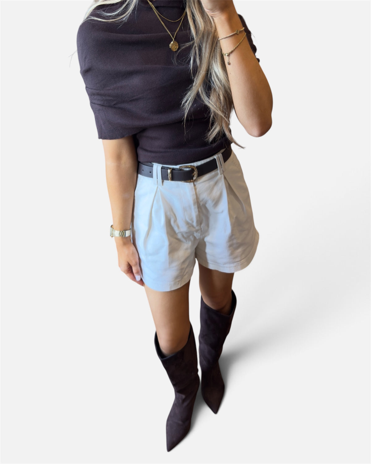 Sapna Cape Knit Top in Brown
