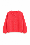 Wool Knit Cardigan in Neon Coral