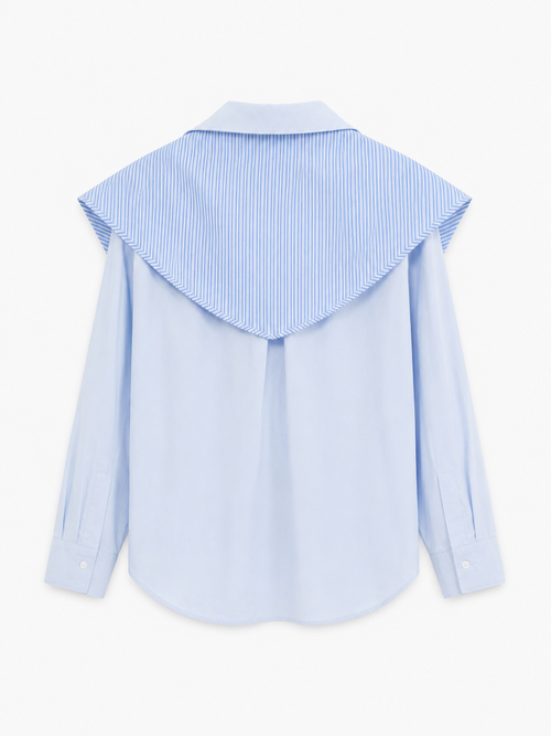 Blue Shirt with Detachable Collar
