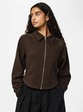 Gio Fitted Sweat Cardigan in Brown