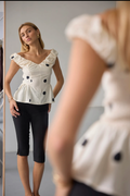 Polka dott top in Ecru