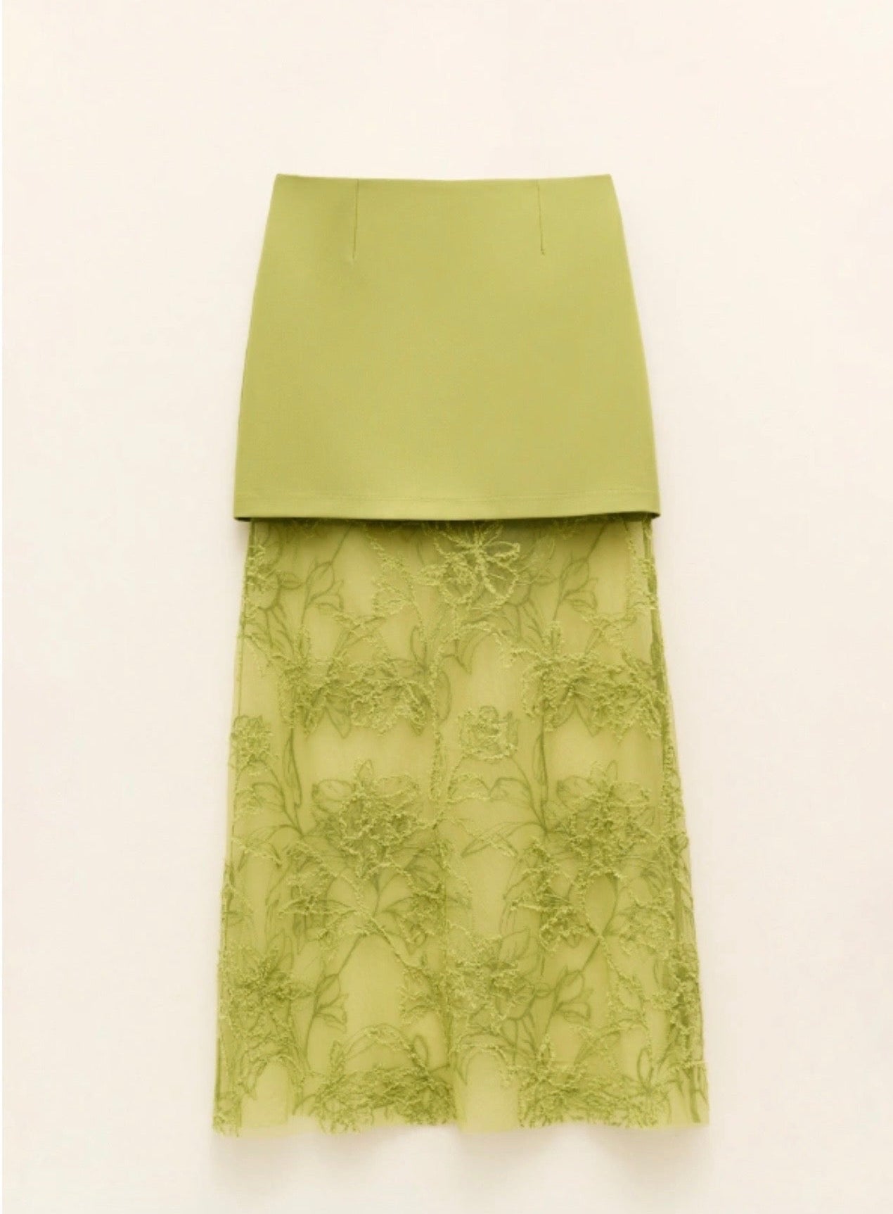 Amara Sheer Skirt in Olive Green