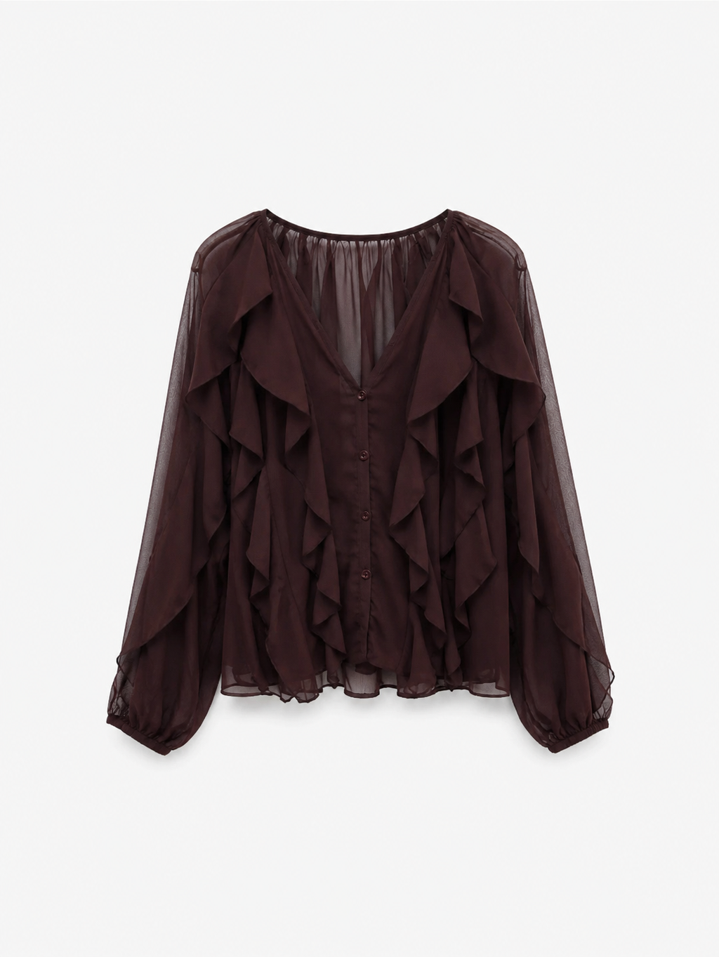 Ruffle top in Chocolate