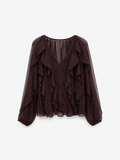 Ruffle top in Chocolate