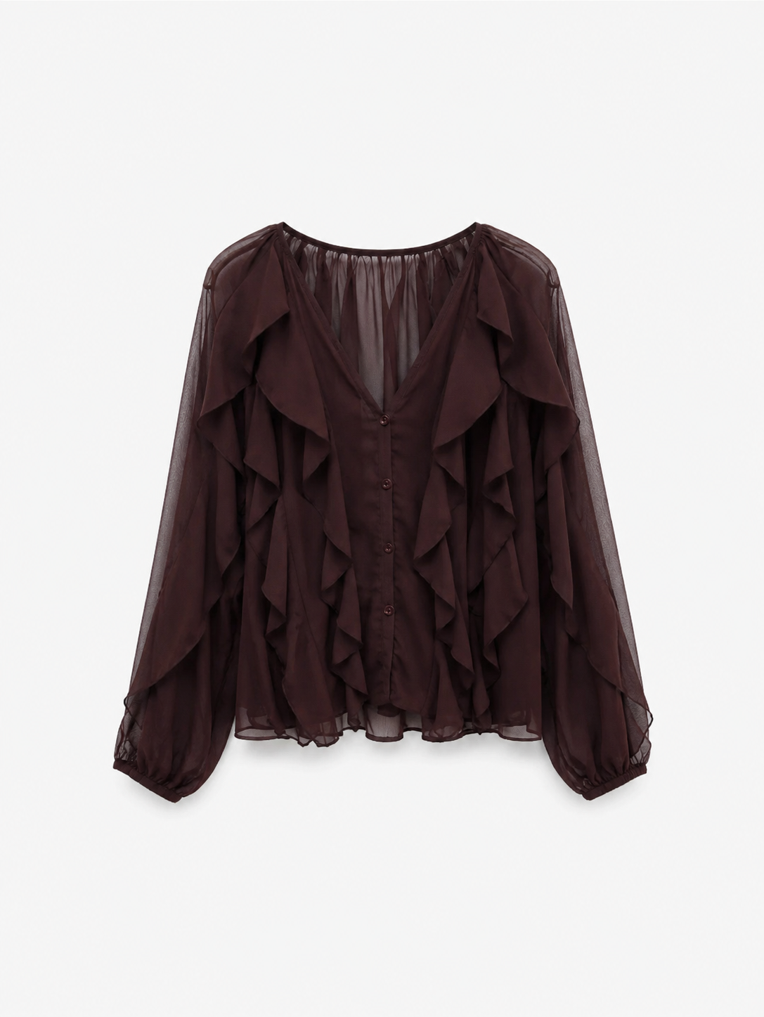 Ruffle top in Chocolate