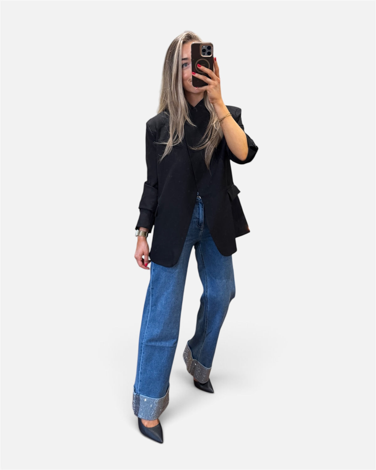 Leah High Neck Blazer in Black