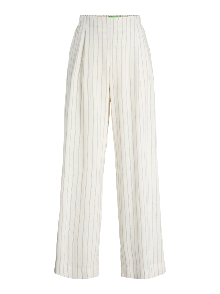 Linen Blend Pinstriped Trousers